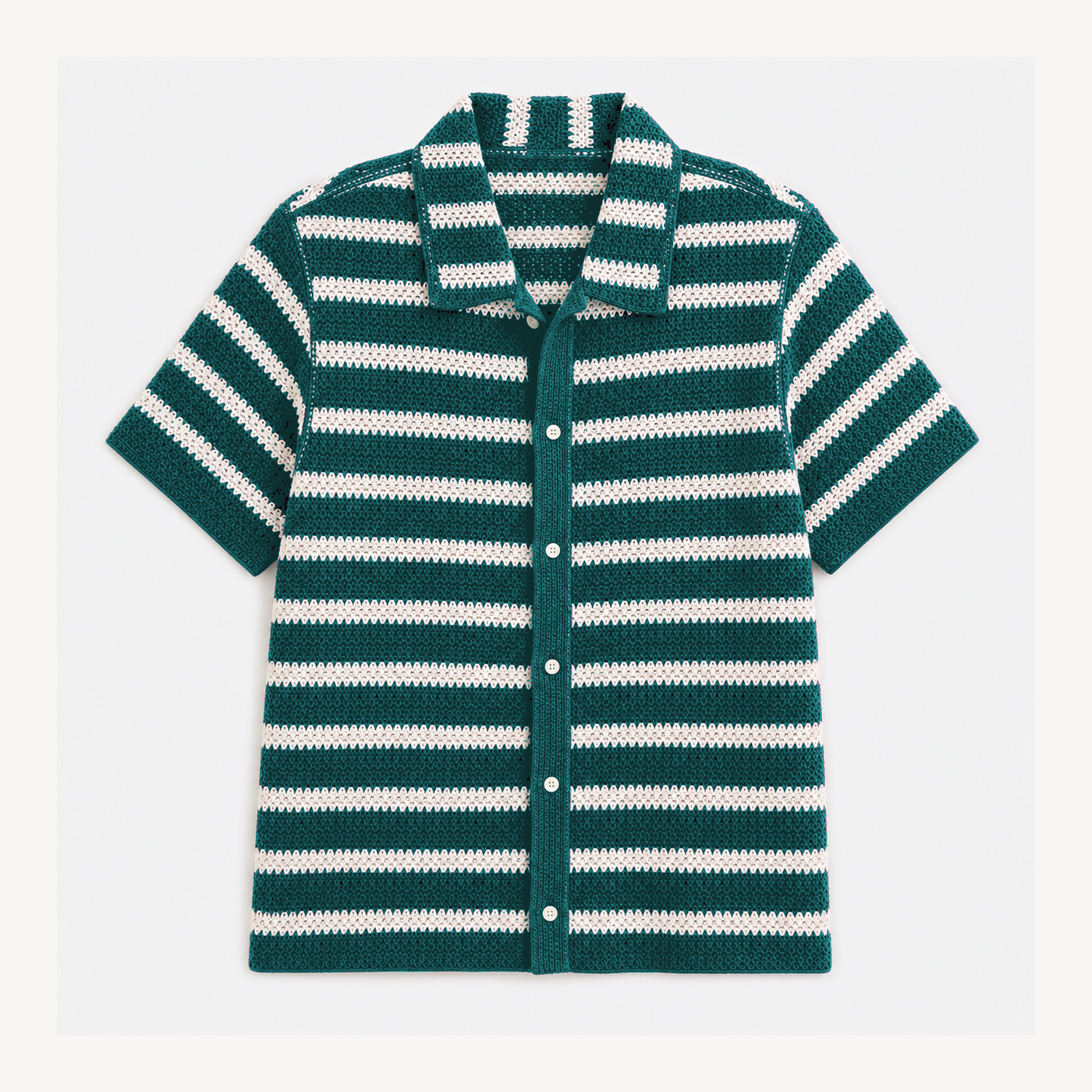Men's Textured Knit Camp Collar Shirts