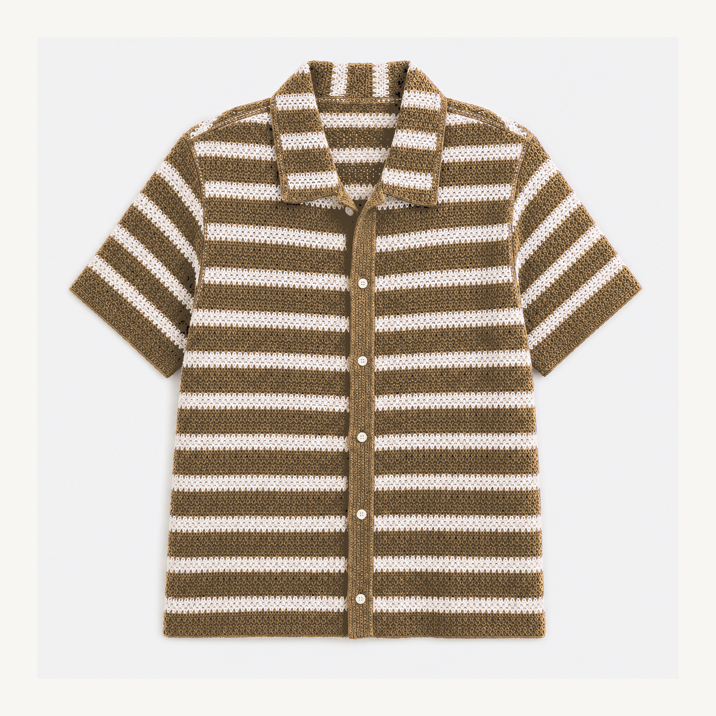 Men's Textured Knit Camp Collar Shirts
