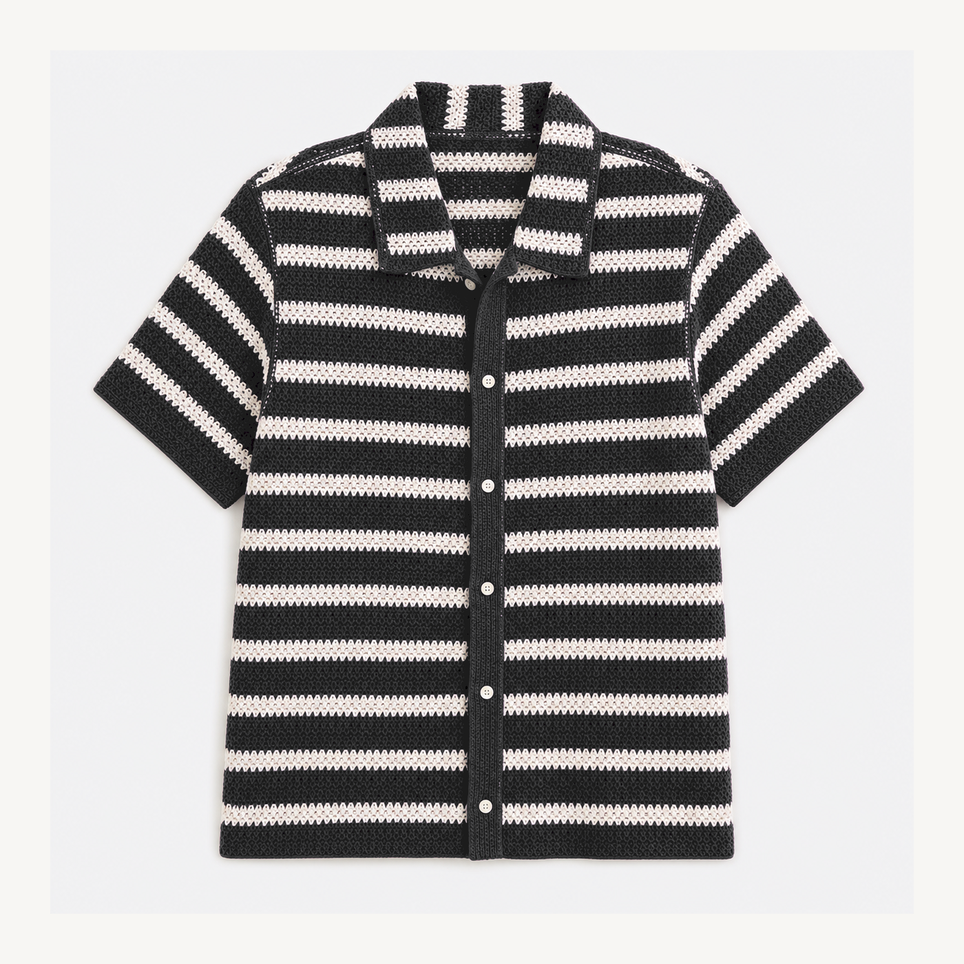 Men's Textured Knit Camp Collar Shirts