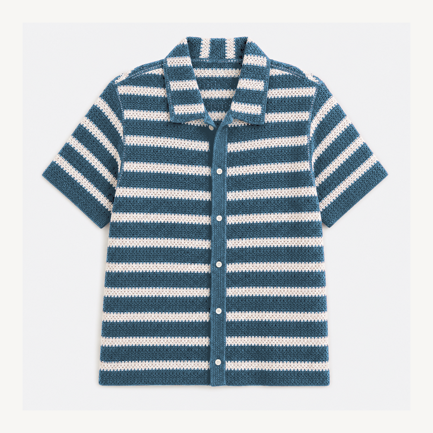 Men's Textured Knit Camp Collar Shirts