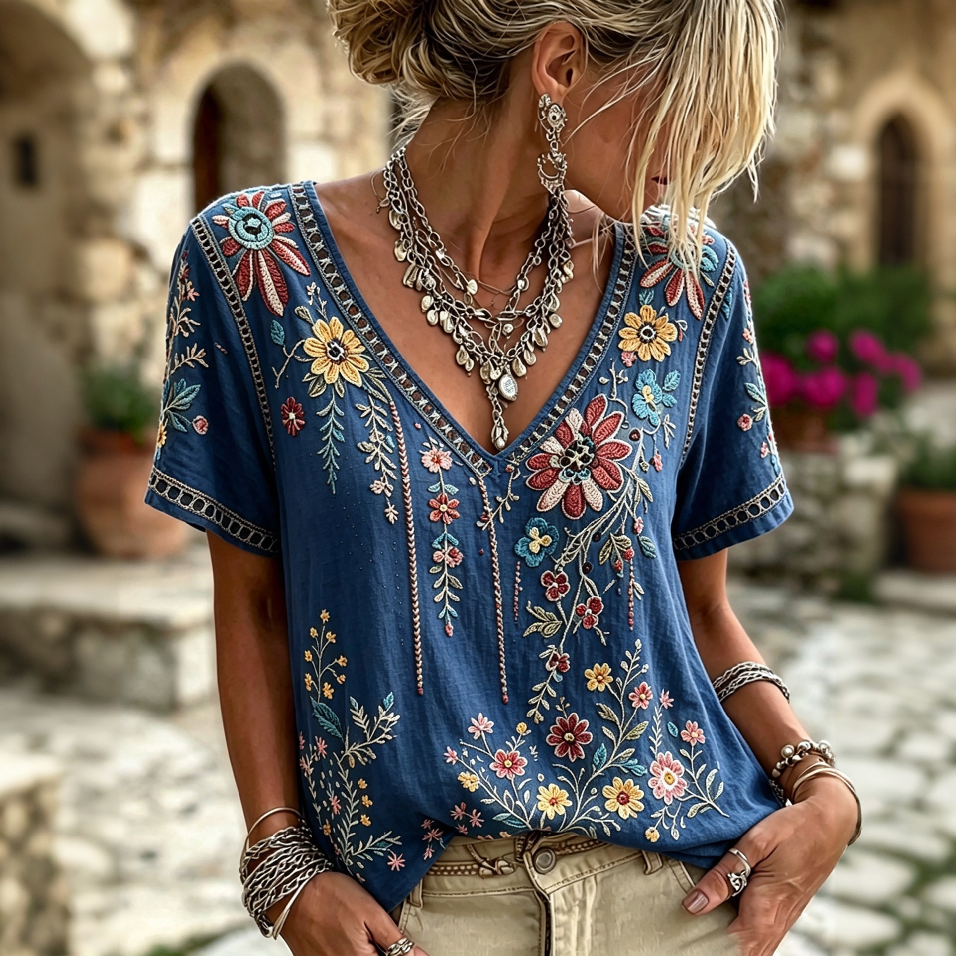 Women's Retro Vacation Cotton Linen Top