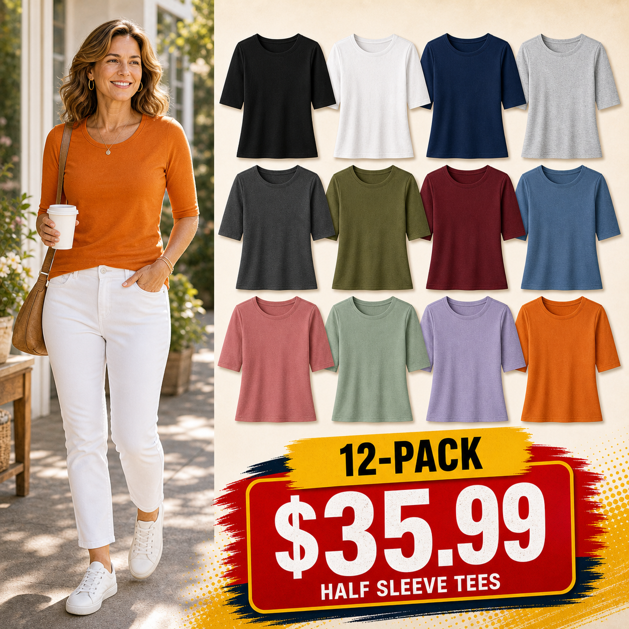 Women's Half Sleeve Crew Neck Tees