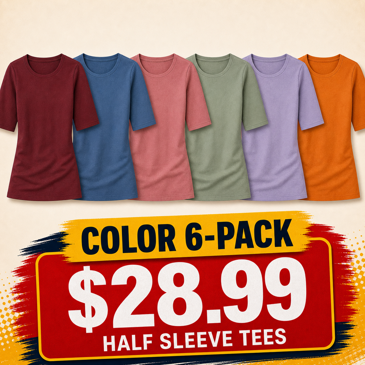 Women's Half Sleeve Crew Neck Tees