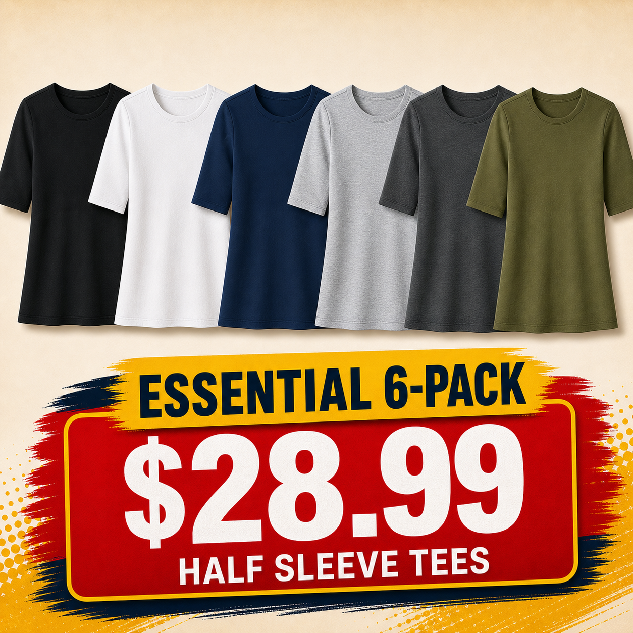 Women's Half Sleeve Crew Neck Tees