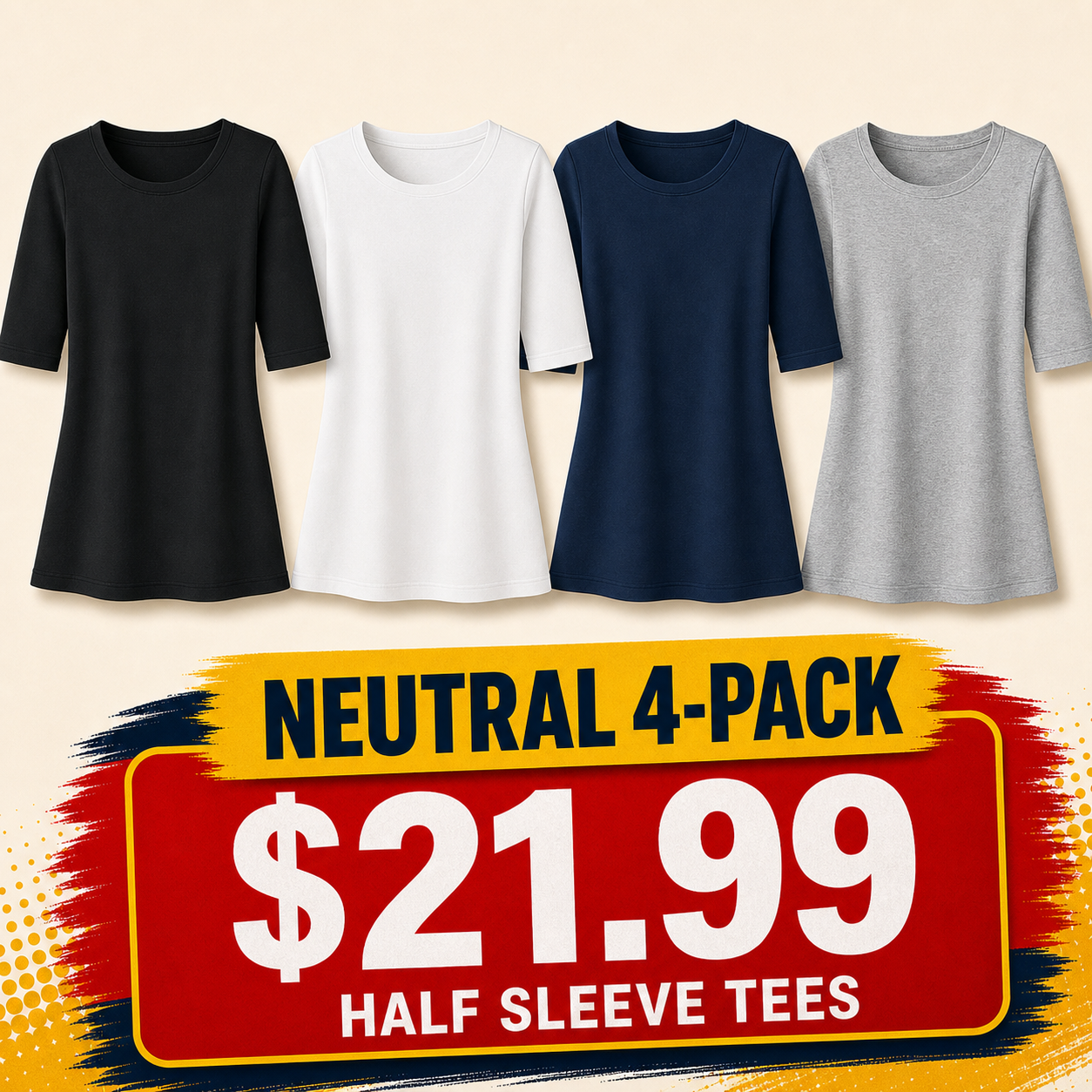 Women's Half Sleeve Crew Neck Tees