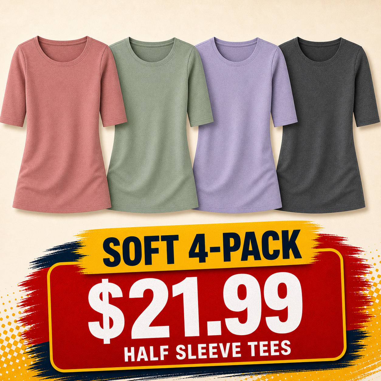 Women's Half Sleeve Crew Neck Tees