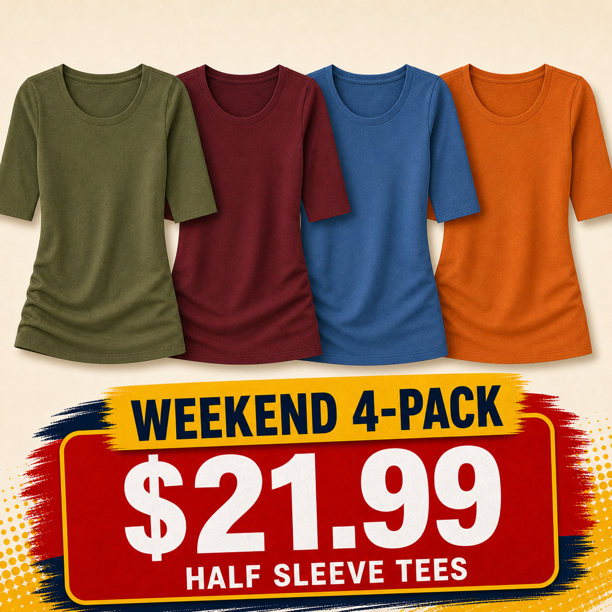 Women's Half Sleeve Crew Neck Tees
