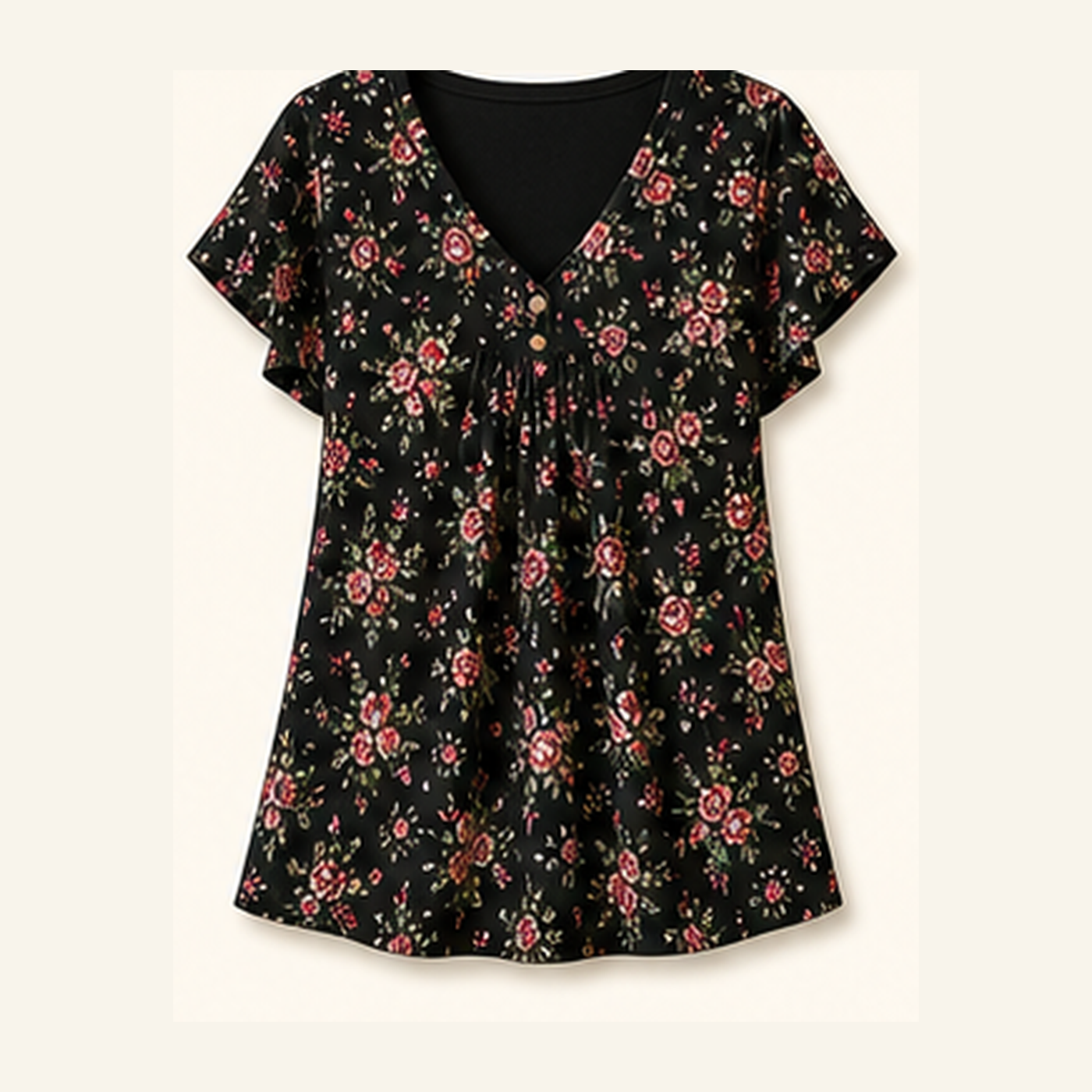 Women's Floral Cap Sleeve Summer Tops