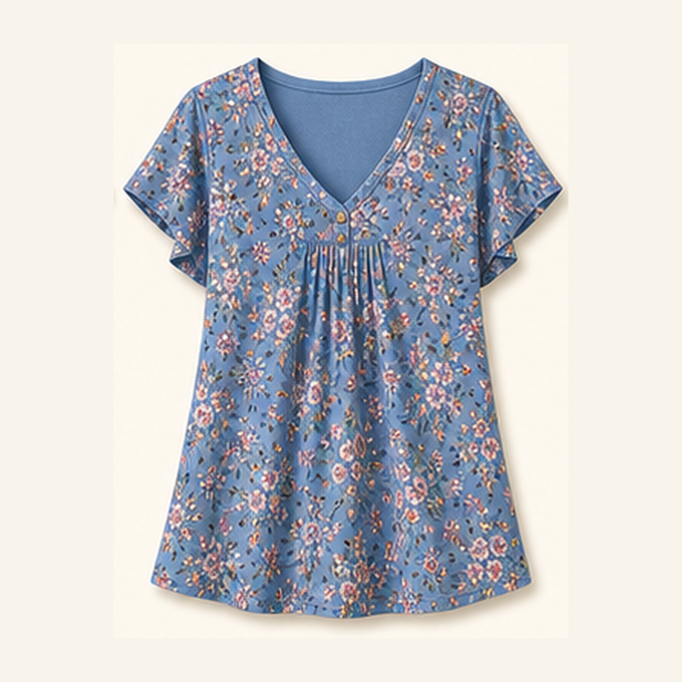 Women's Floral Cap Sleeve Summer Tops