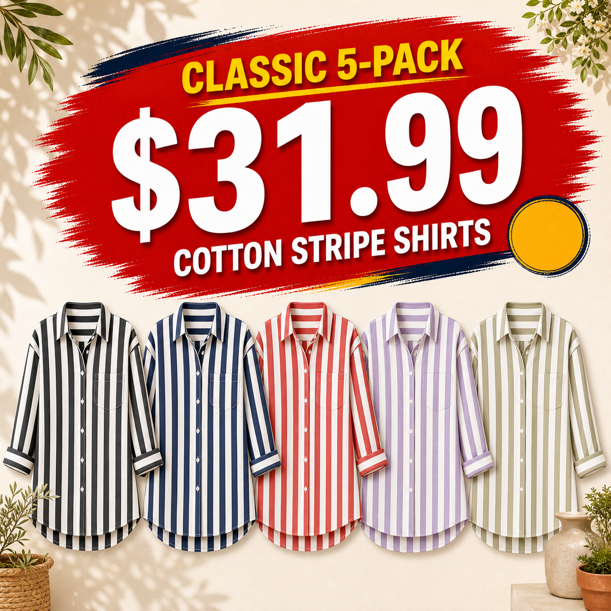 Oversized Cotton Stripe Boyfriend Shirt for Women