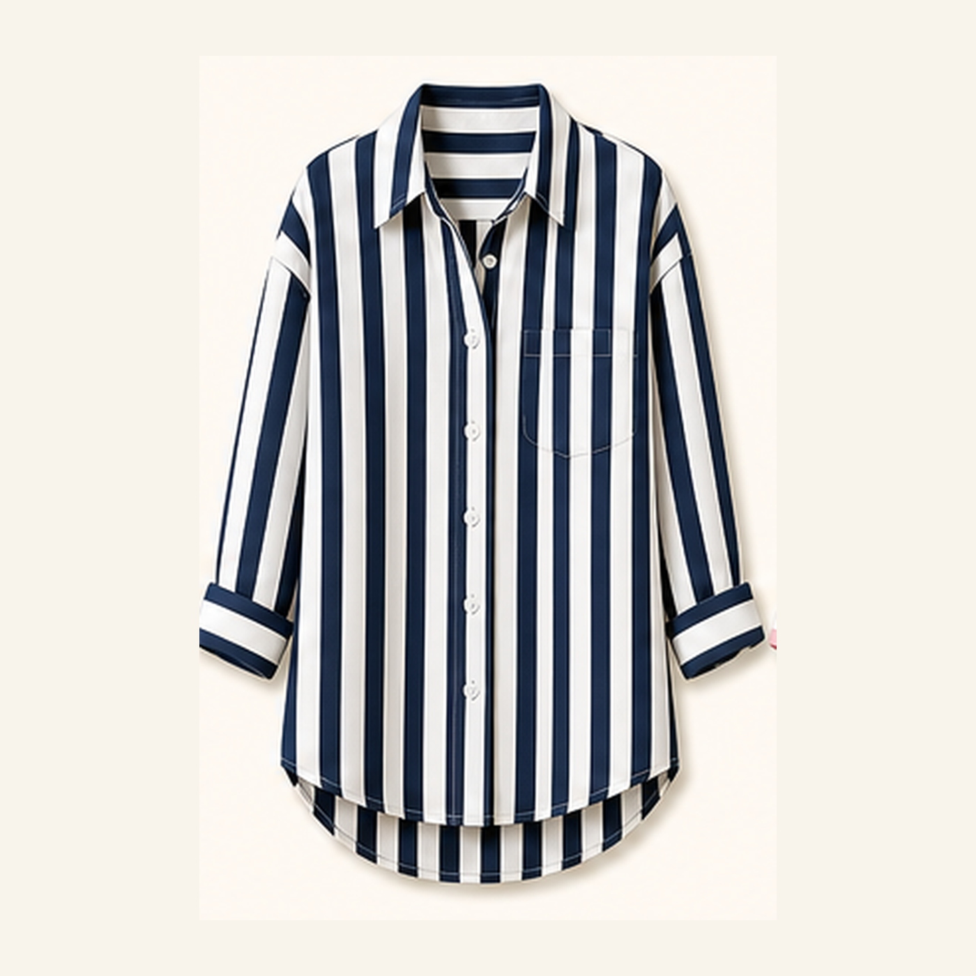Oversized Cotton Stripe Boyfriend Shirt for Women