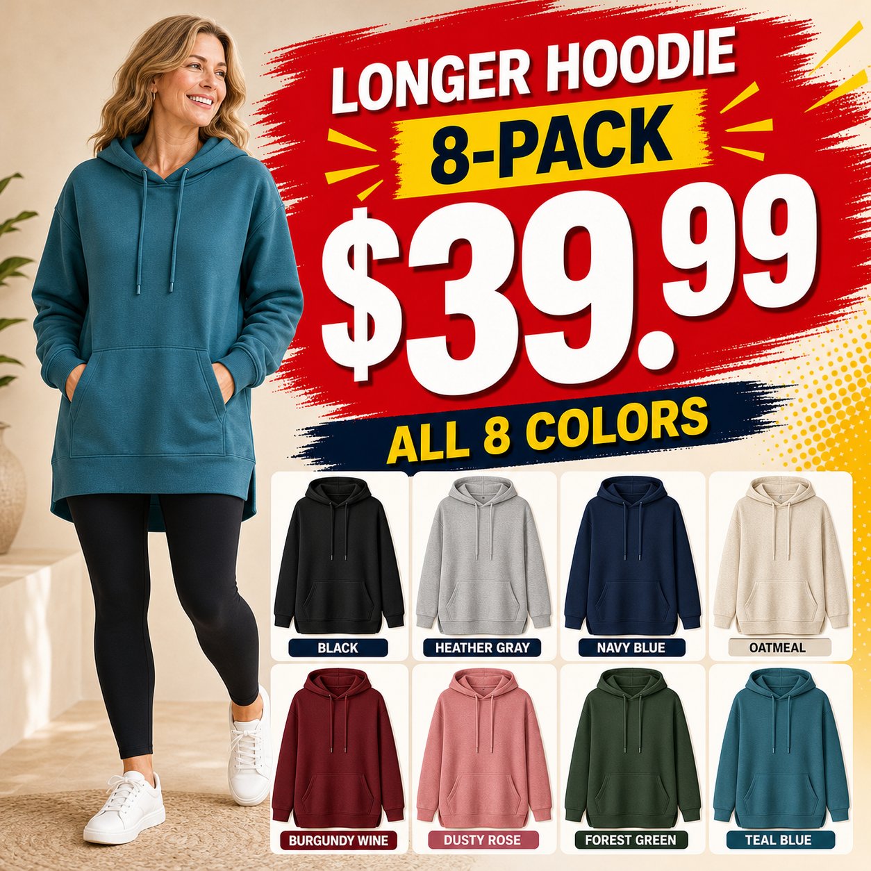 Longline Hooded Sweatshirts for Women