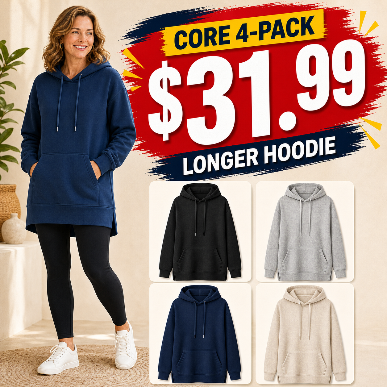 Longline Hooded Sweatshirts for Women