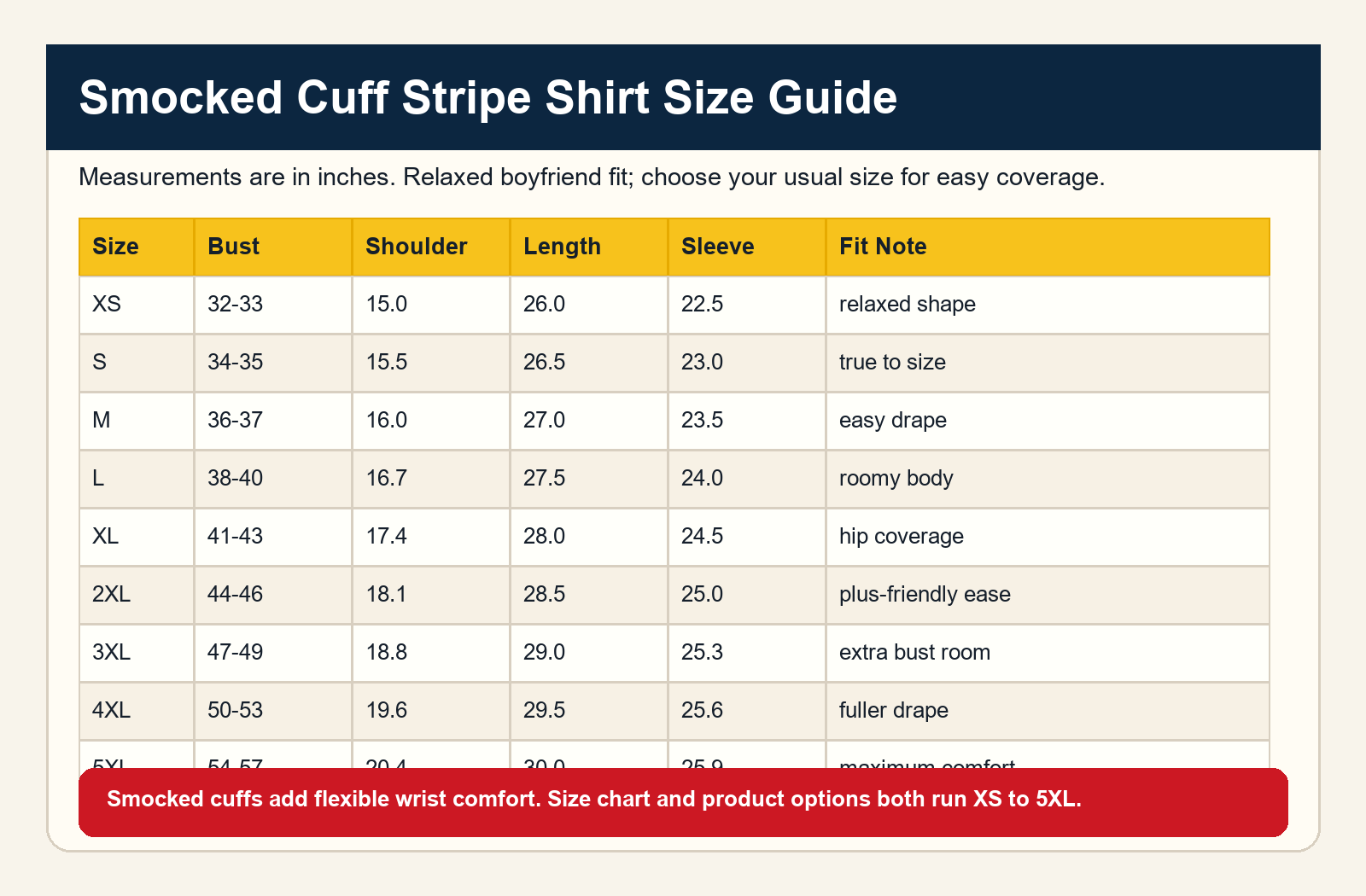 Women's Smocked Cuff Striped Boyfriend Shirts