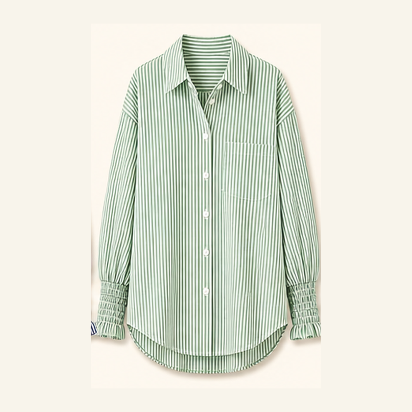 Women's Smocked Cuff Striped Boyfriend Shirts