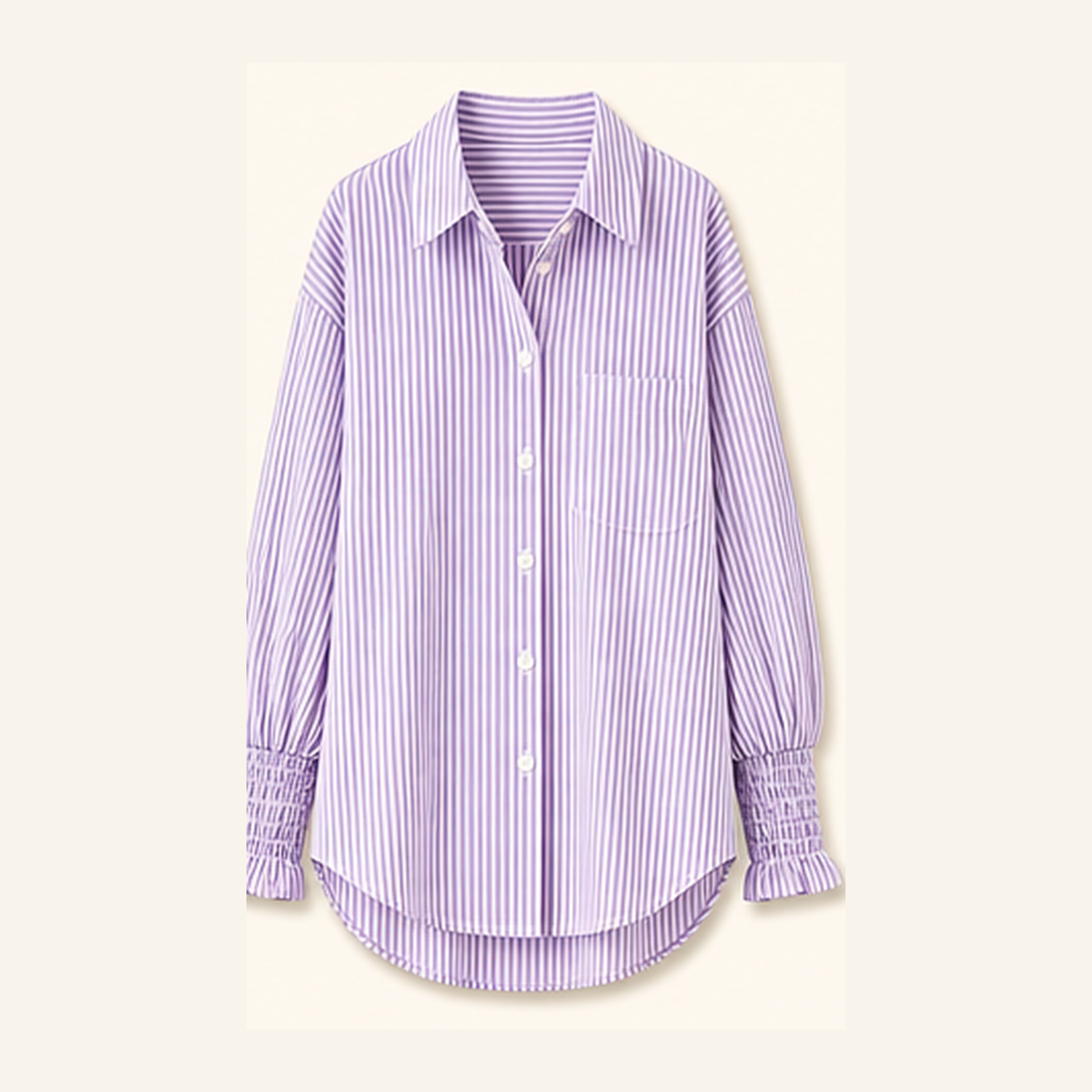 Women's Smocked Cuff Striped Boyfriend Shirts