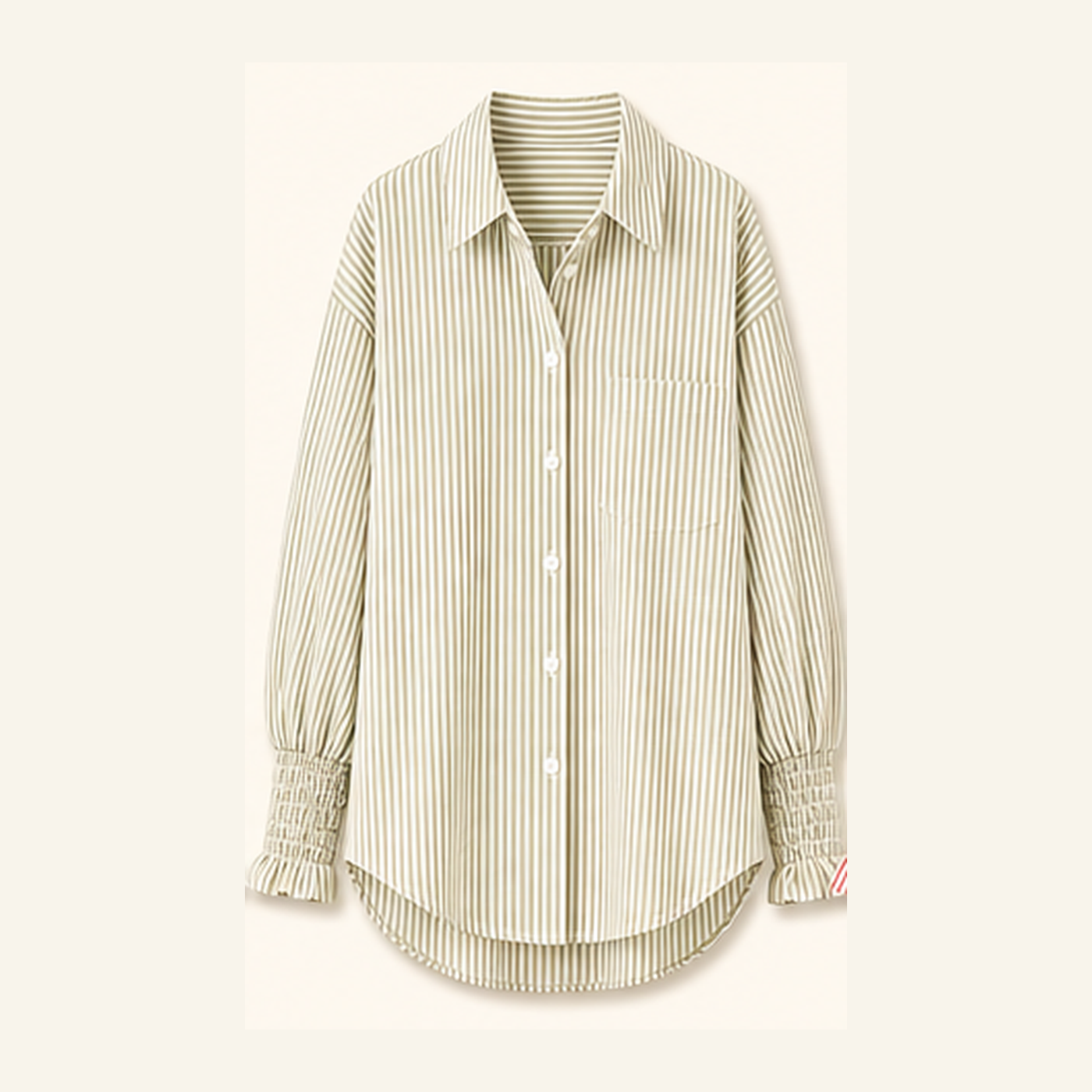 Women's Smocked Cuff Striped Boyfriend Shirts