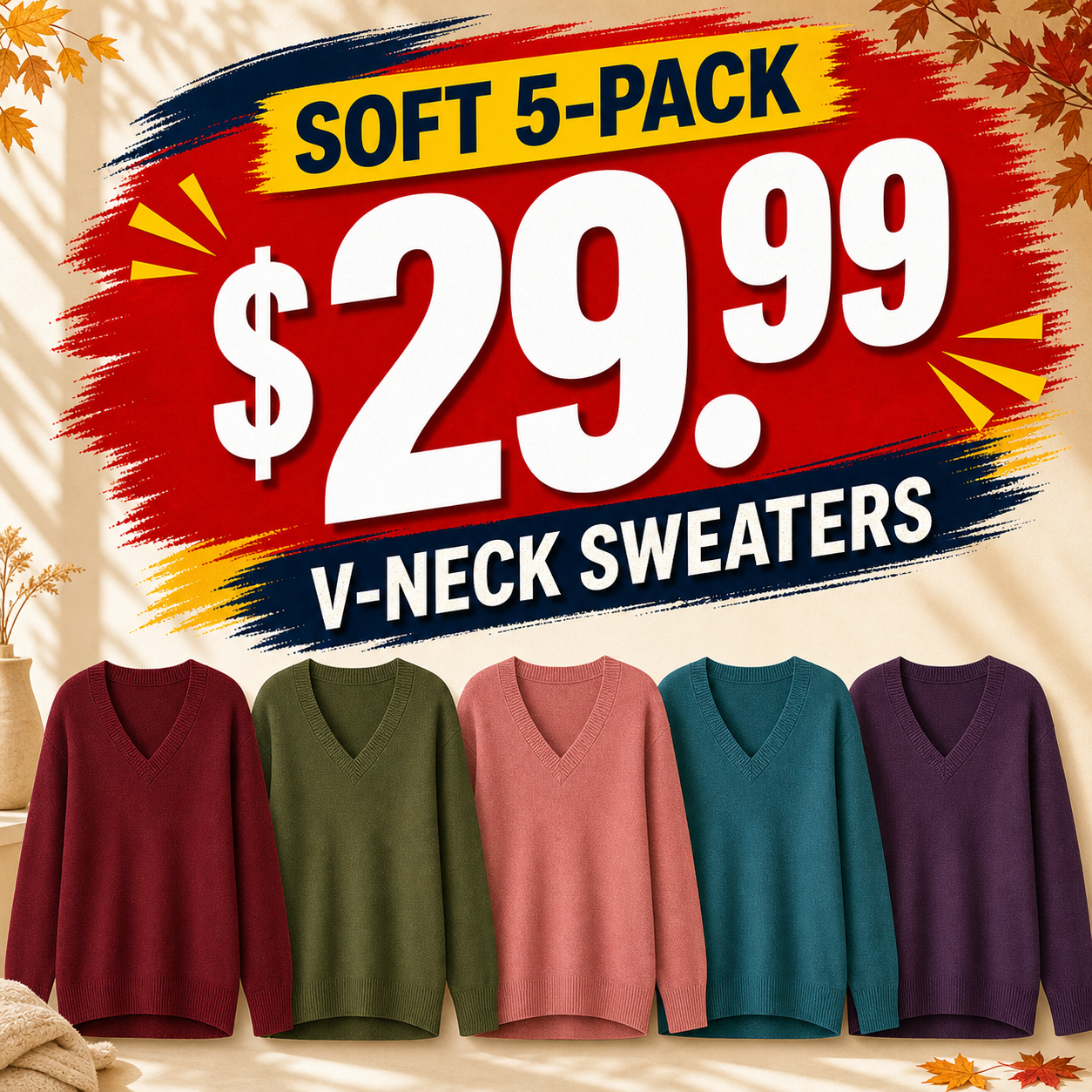 Women's V-Neck Pullover Sweaters