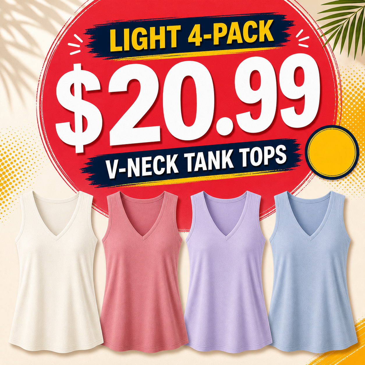 Women's V-Neck Wide Strap Tank Tops