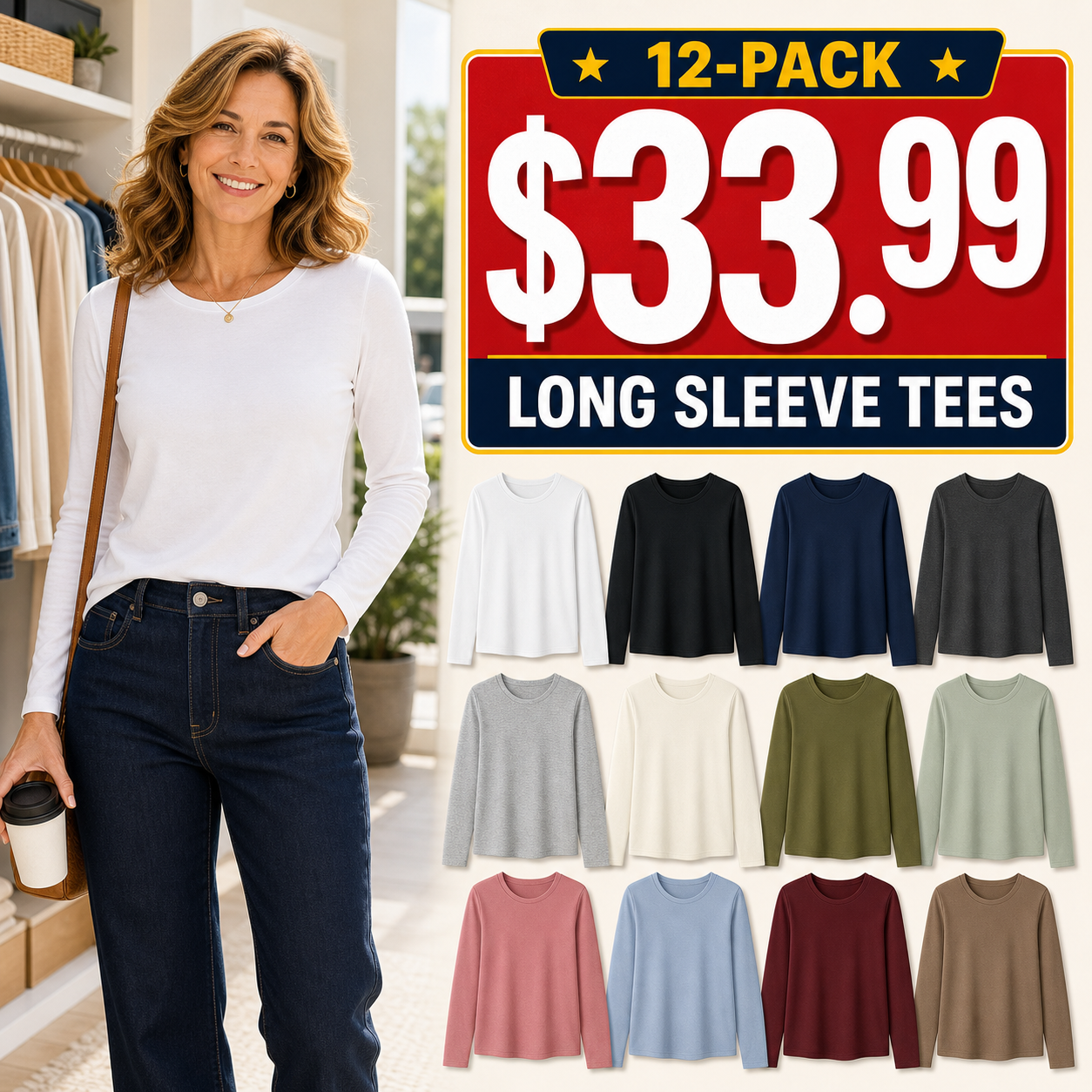Women's Long Sleeve Crew Neck Tees
