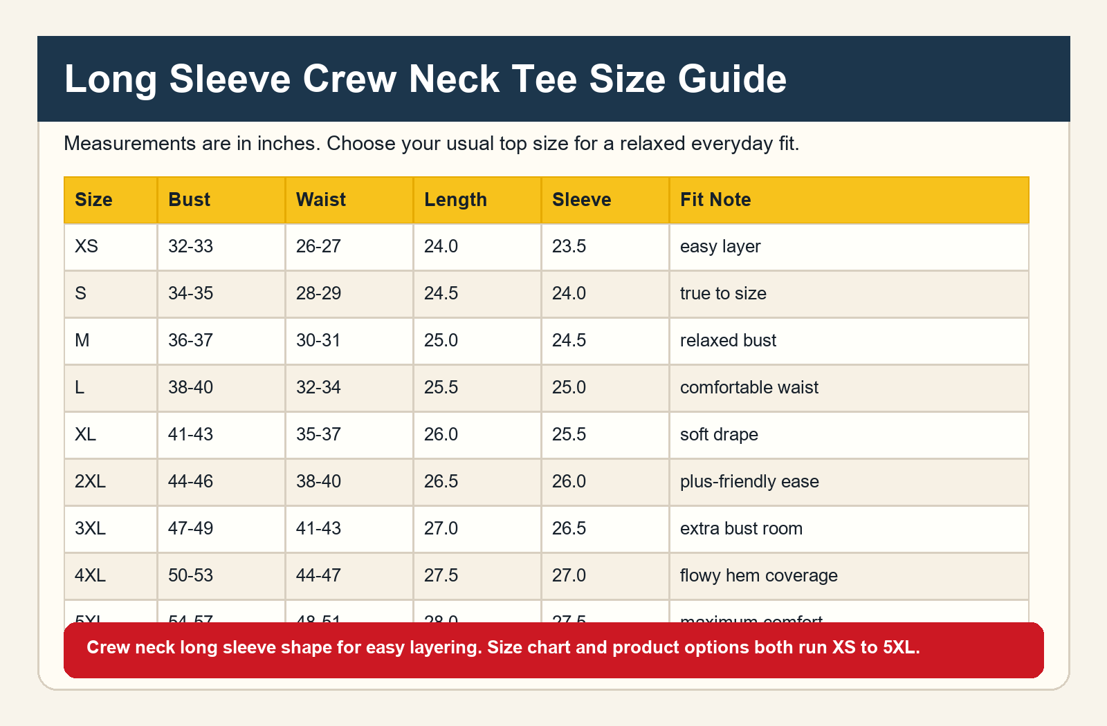Women's Long Sleeve Crew Neck Tees