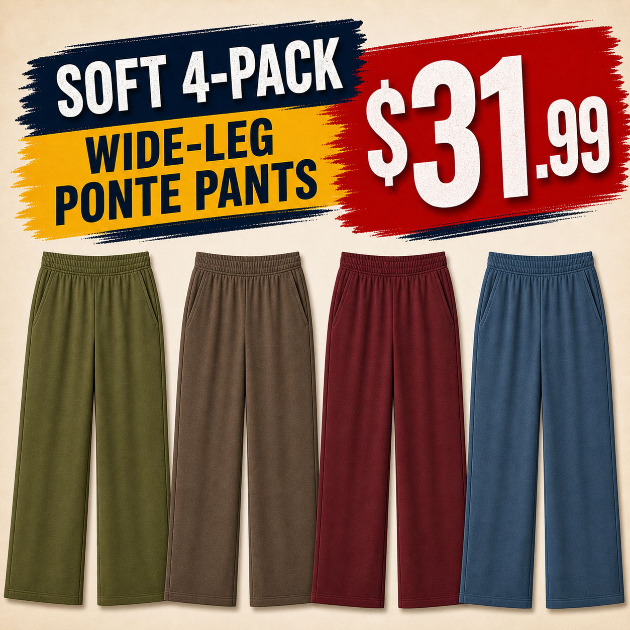 Women's Pull-On Wide-Leg Ponte Pants
