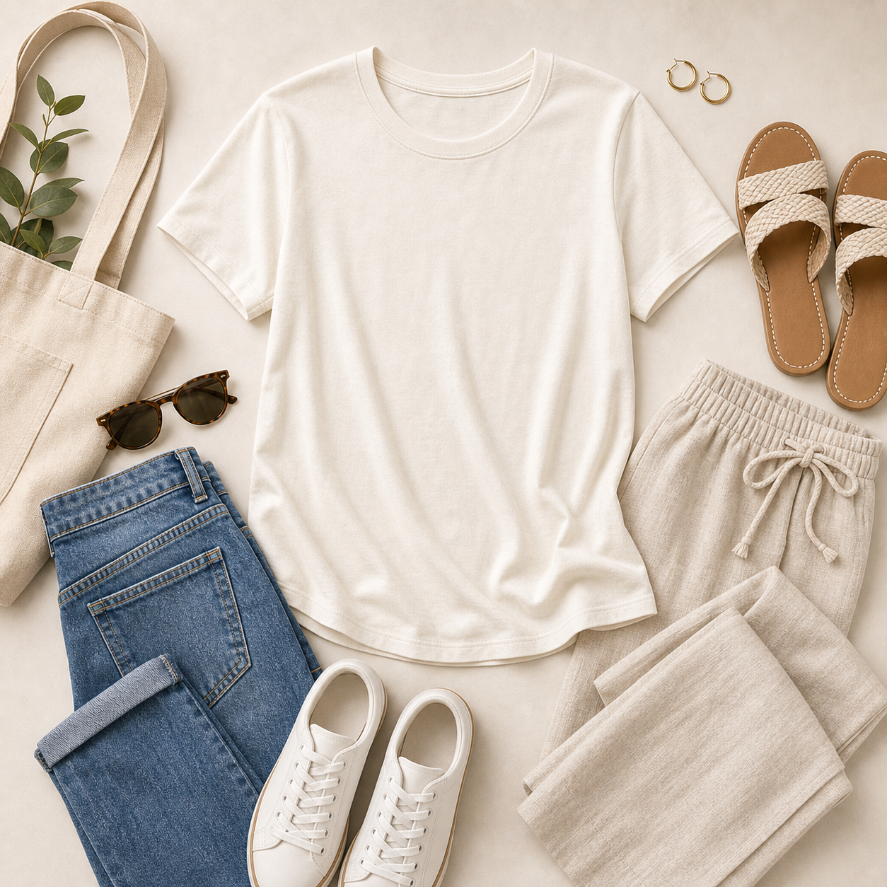 Women's Relaxed Crew-Neck Short Sleeve T-Shirts