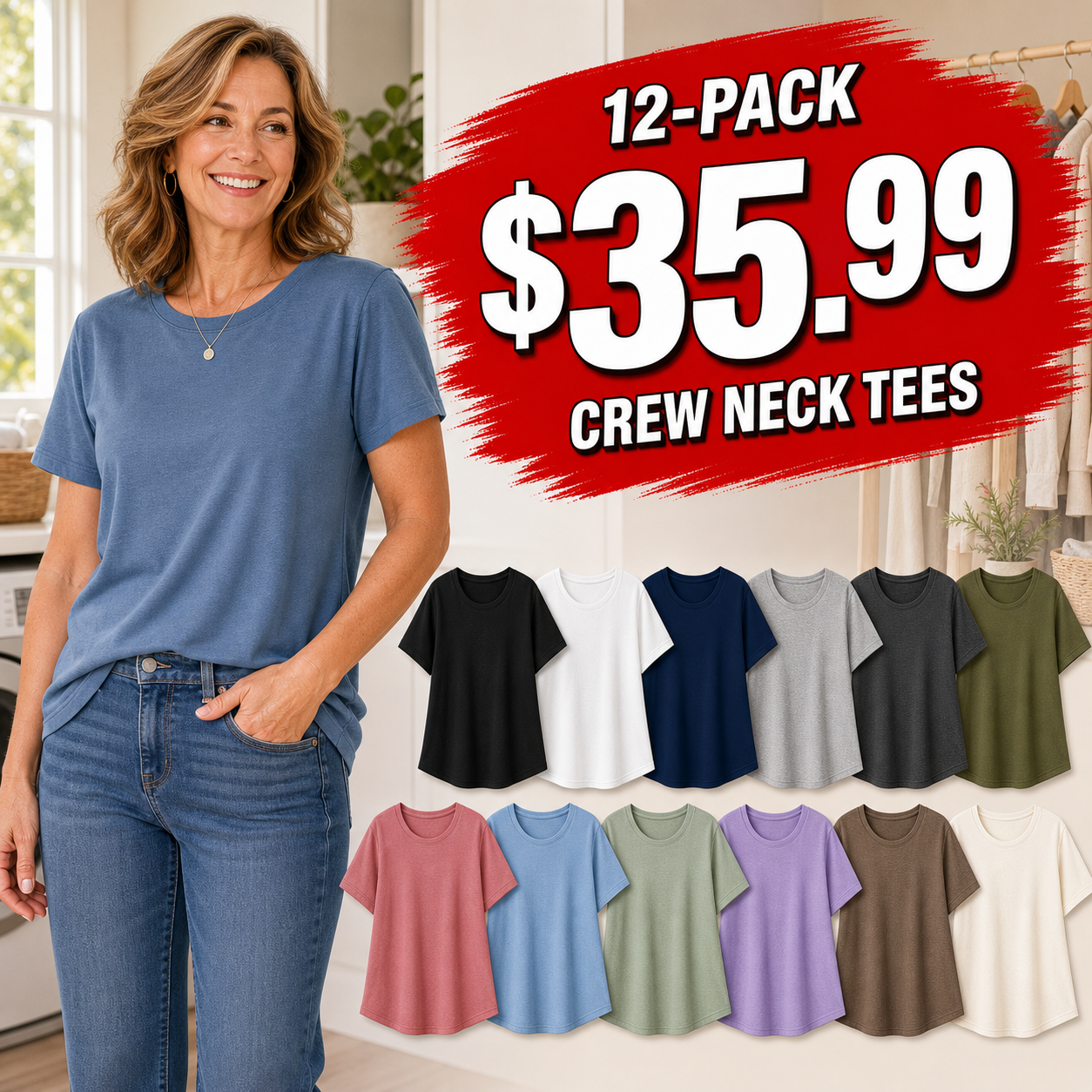 Women's Relaxed Crew-Neck Short Sleeve T-Shirts