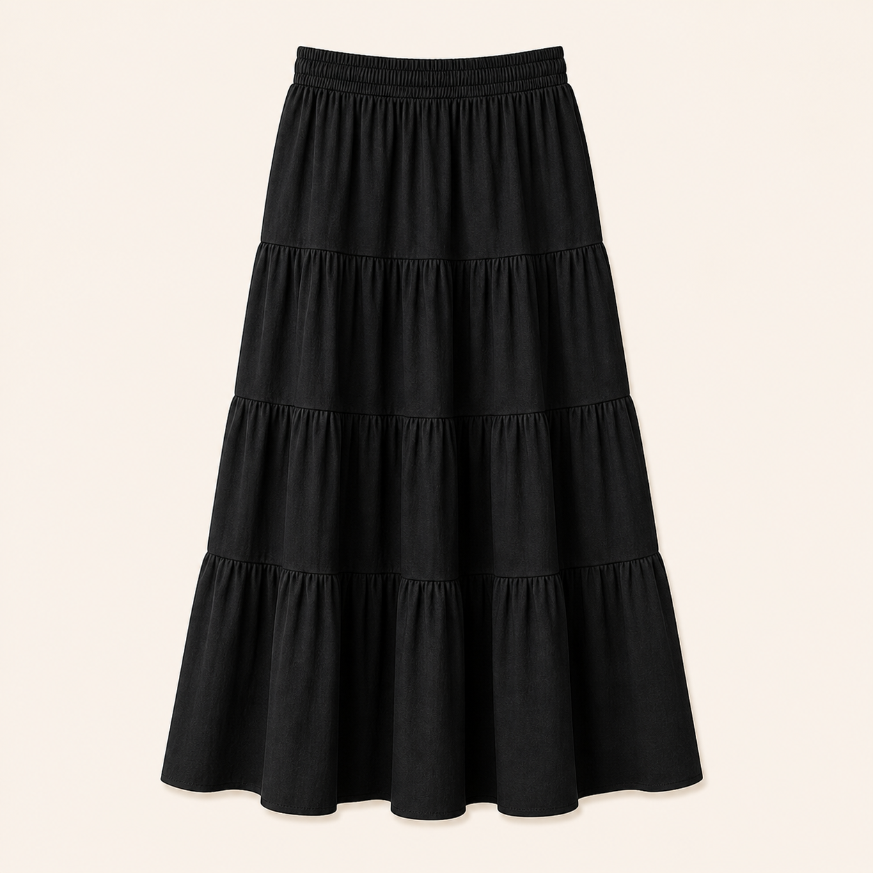 Women's Elastic Waist Tiered Midi Skirts