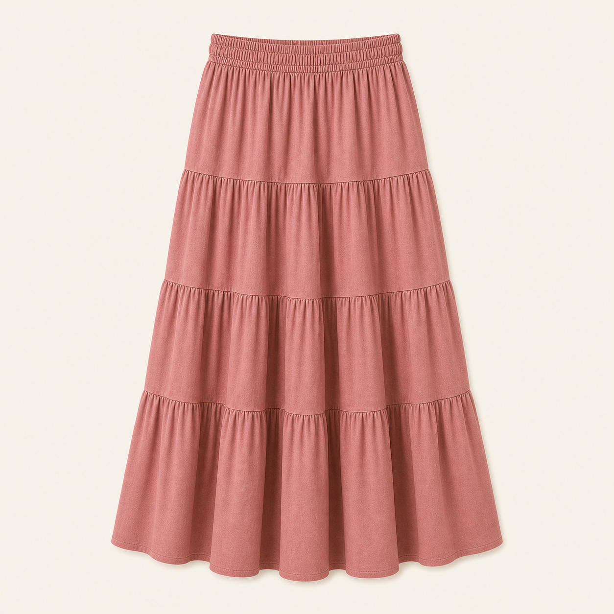 Women's Elastic Waist Tiered Midi Skirts