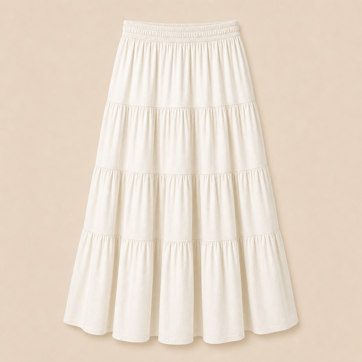 Women's Elastic Waist Tiered Midi Skirts