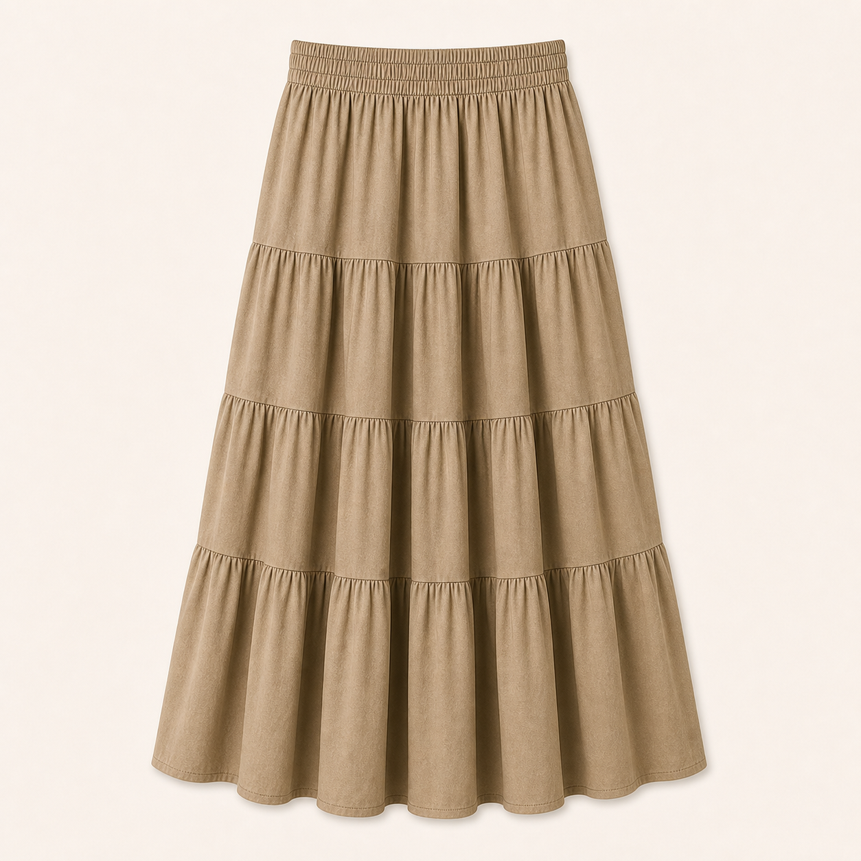 Women's Elastic Waist Tiered Midi Skirts
