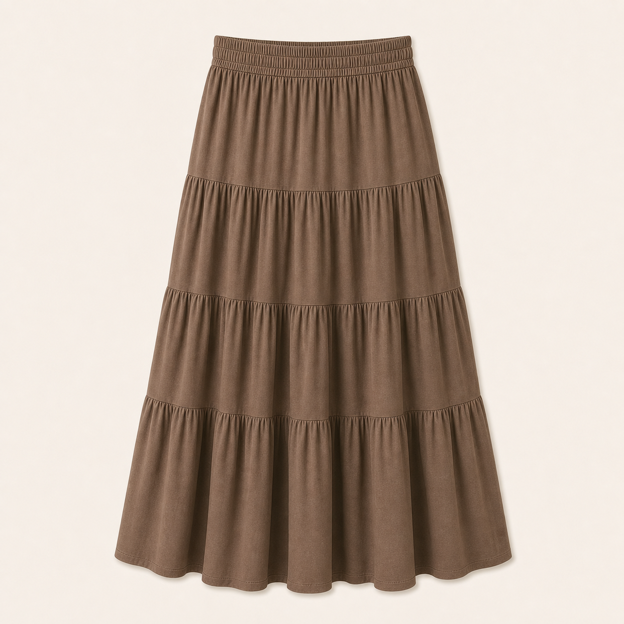 Women's Elastic Waist Tiered Midi Skirts