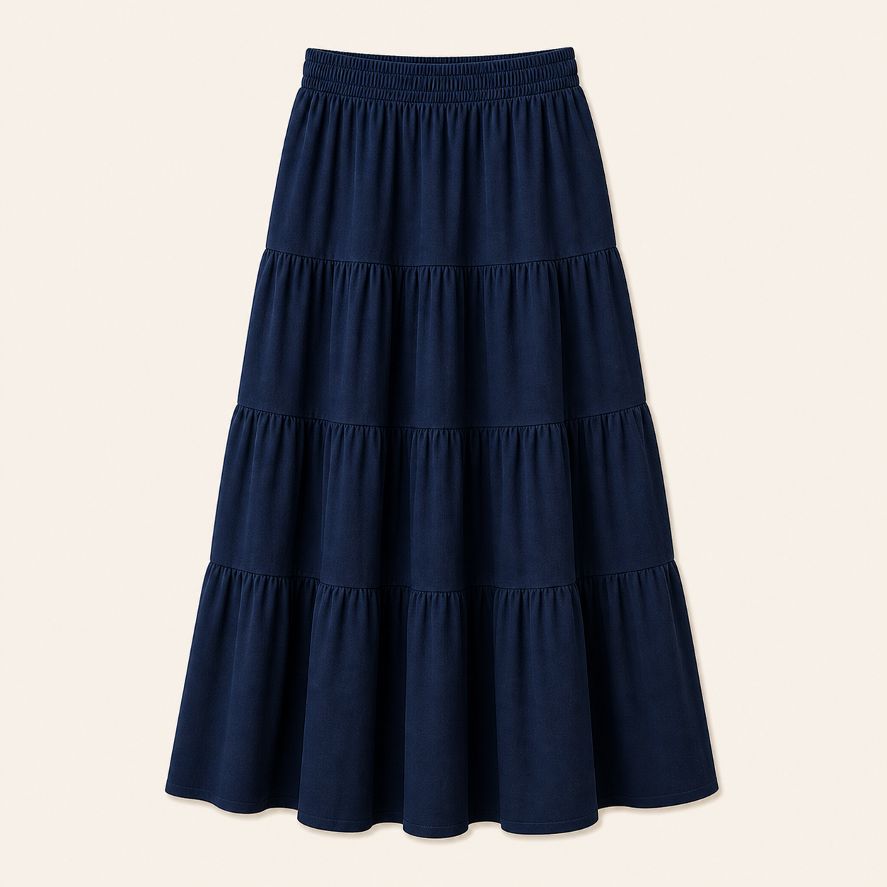 Women's Elastic Waist Tiered Midi Skirts