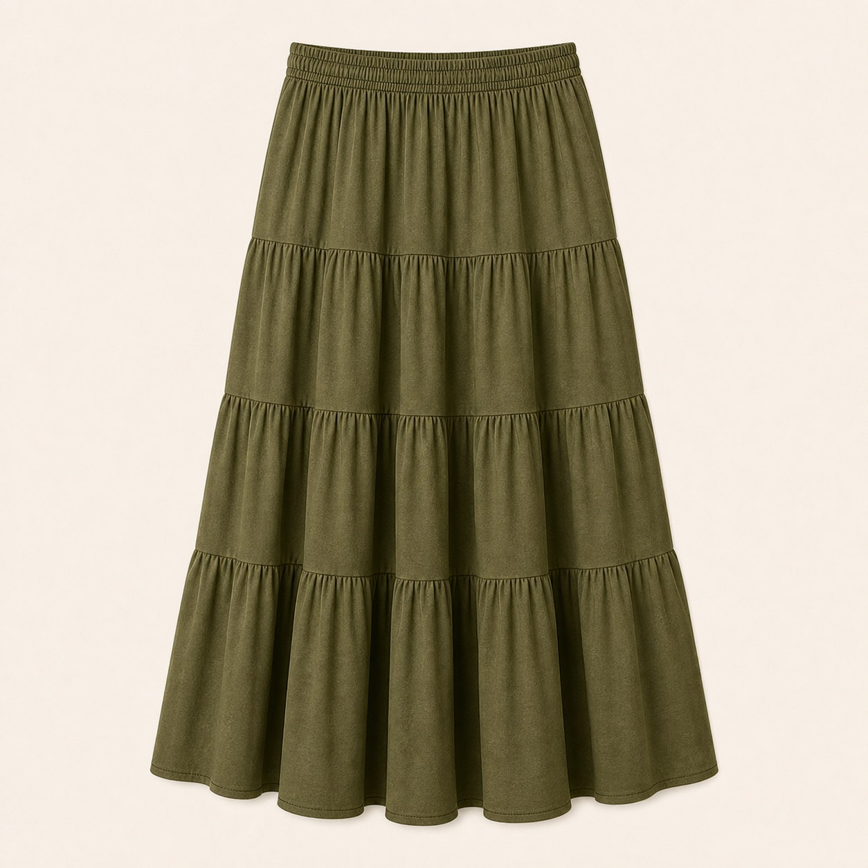 Women's Elastic Waist Tiered Midi Skirts