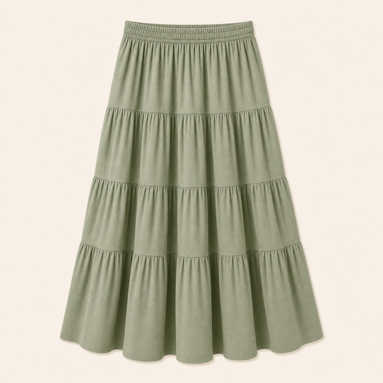 Women's Elastic Waist Tiered Midi Skirts