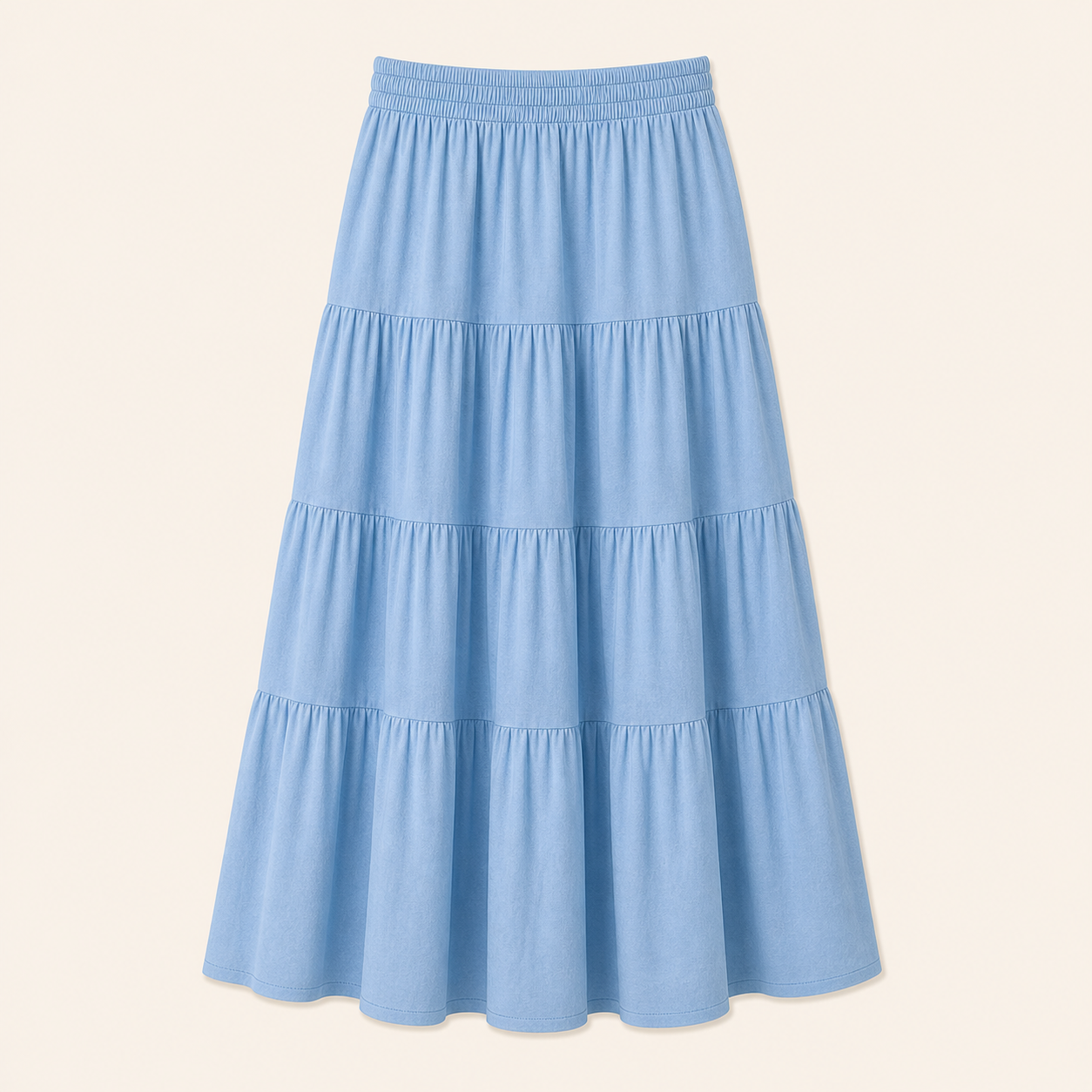 Women's Elastic Waist Tiered Midi Skirts