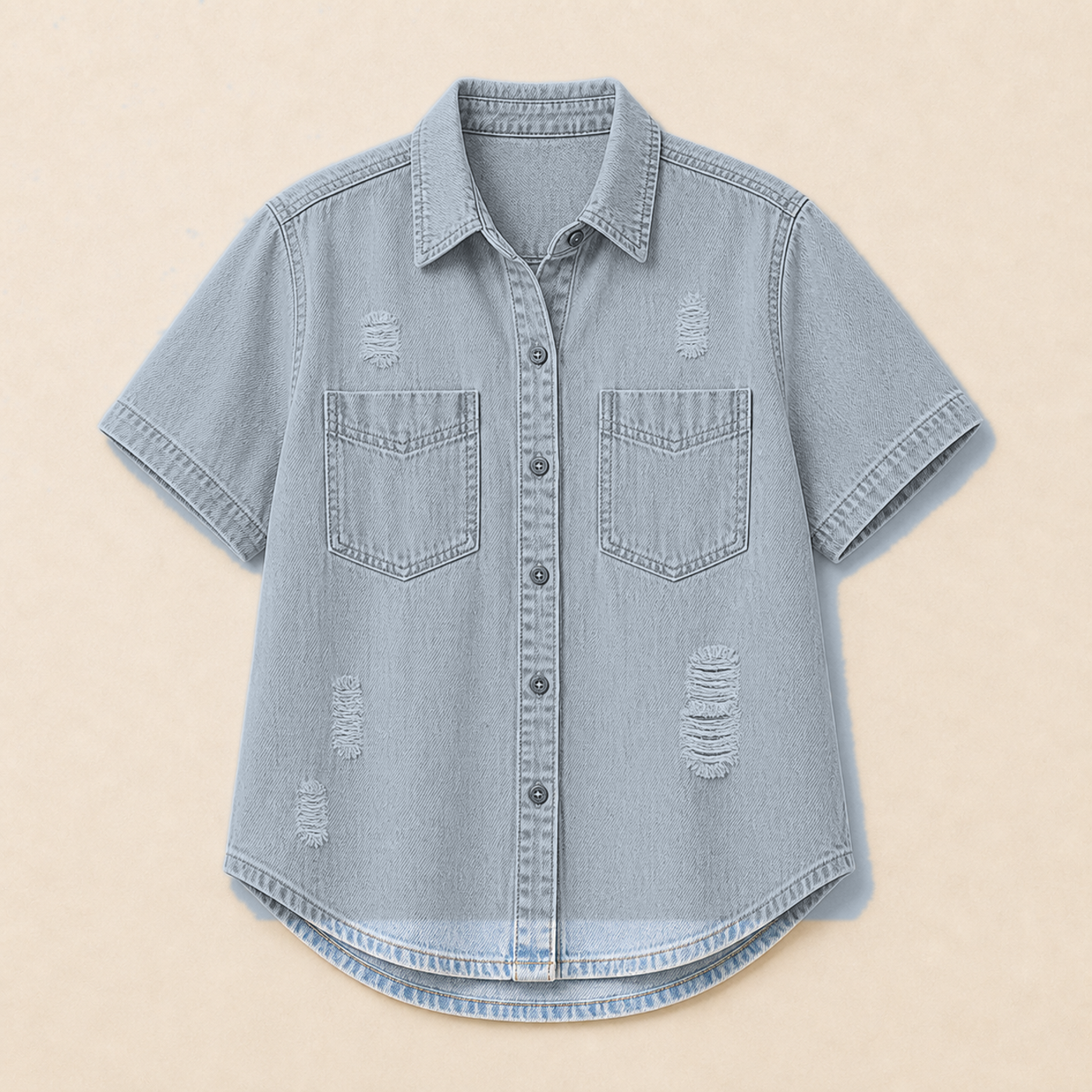 Women's Relaxed Short Sleeve Denim Shirts