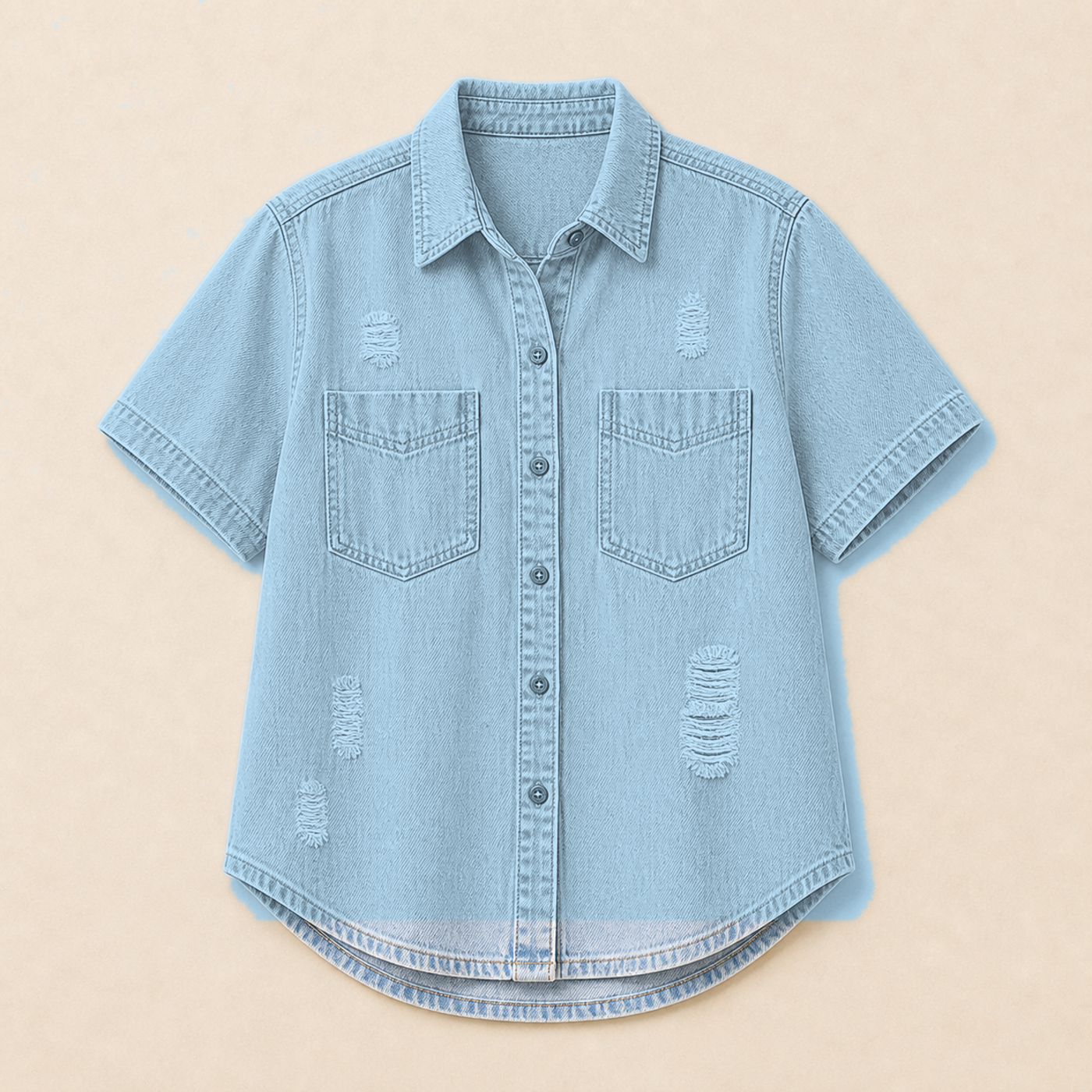 Women's Relaxed Short Sleeve Denim Shirts