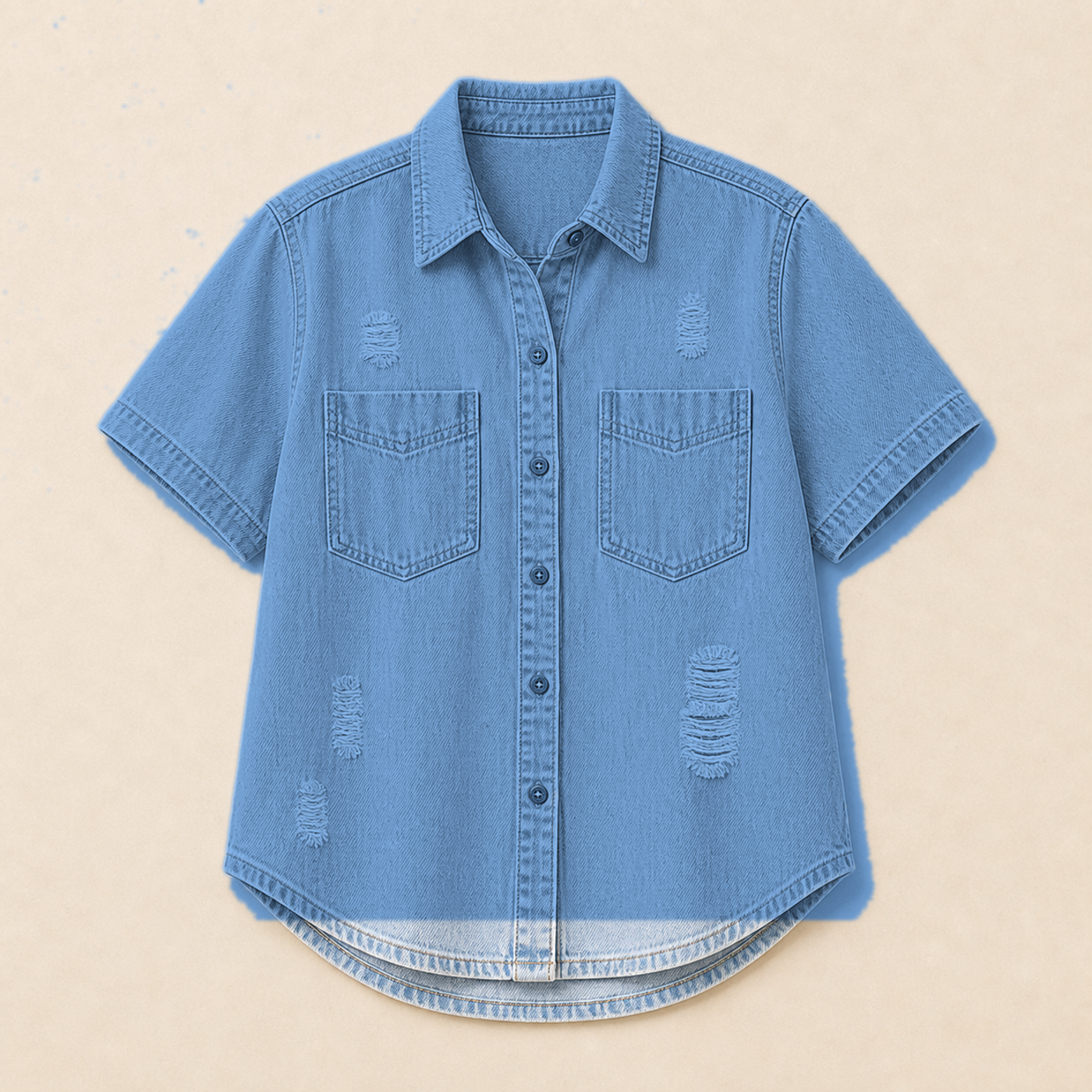 Women's Relaxed Short Sleeve Denim Shirts