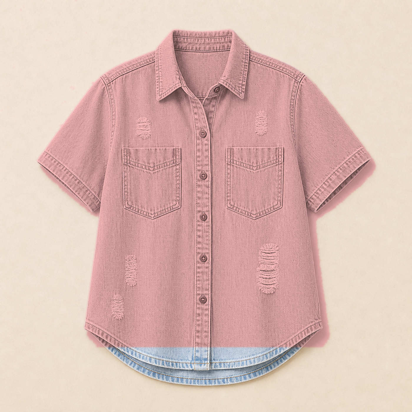 Women's Relaxed Short Sleeve Denim Shirts