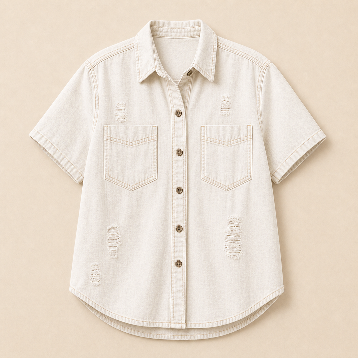 Women's Relaxed Short Sleeve Denim Shirts
