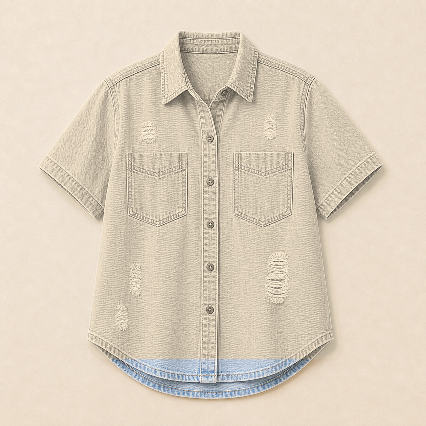 Women's Relaxed Short Sleeve Denim Shirts