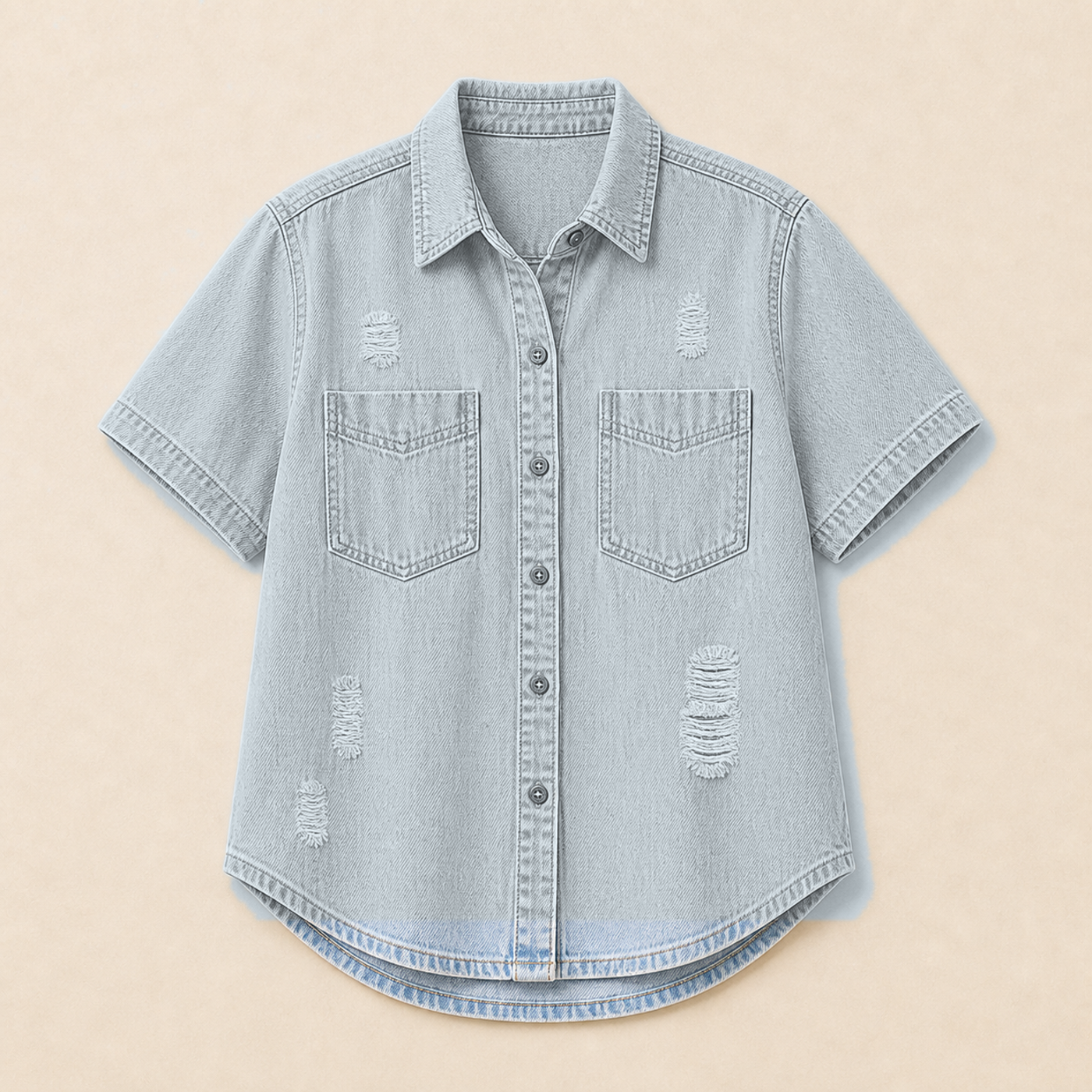 Women's Relaxed Short Sleeve Denim Shirts