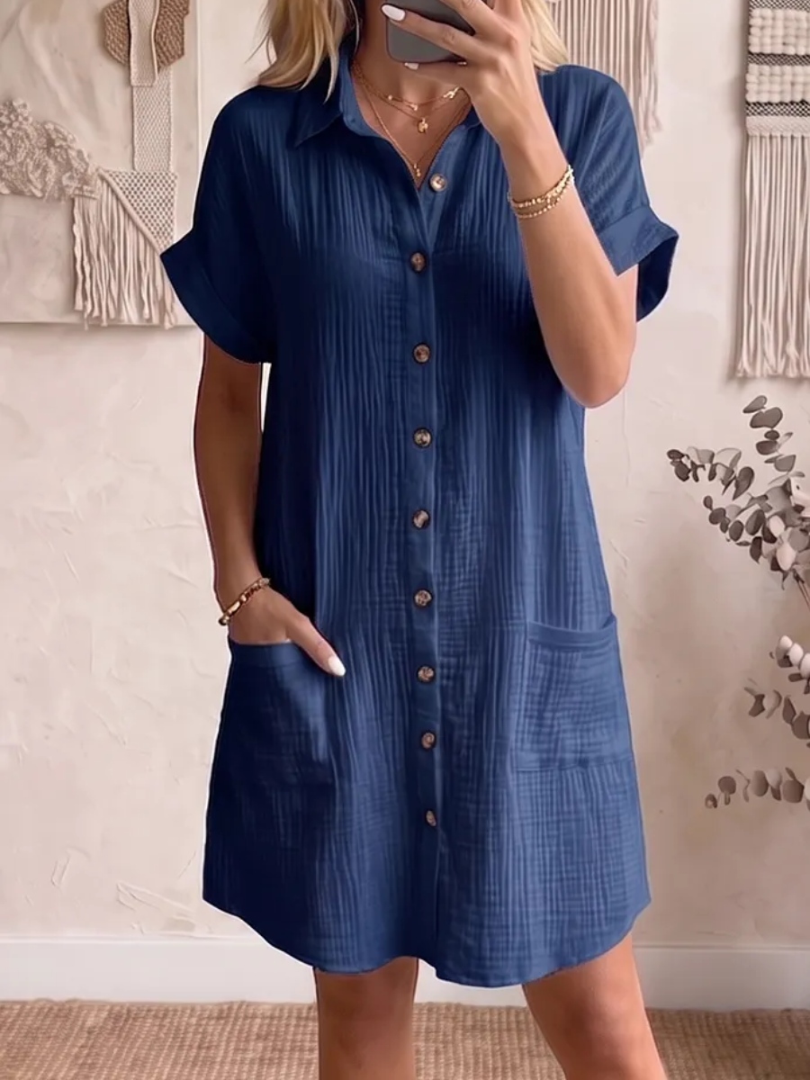 NEW ARRIVALS🔥 Women's Cozy Lapel Button-front Cotton-linen Dress