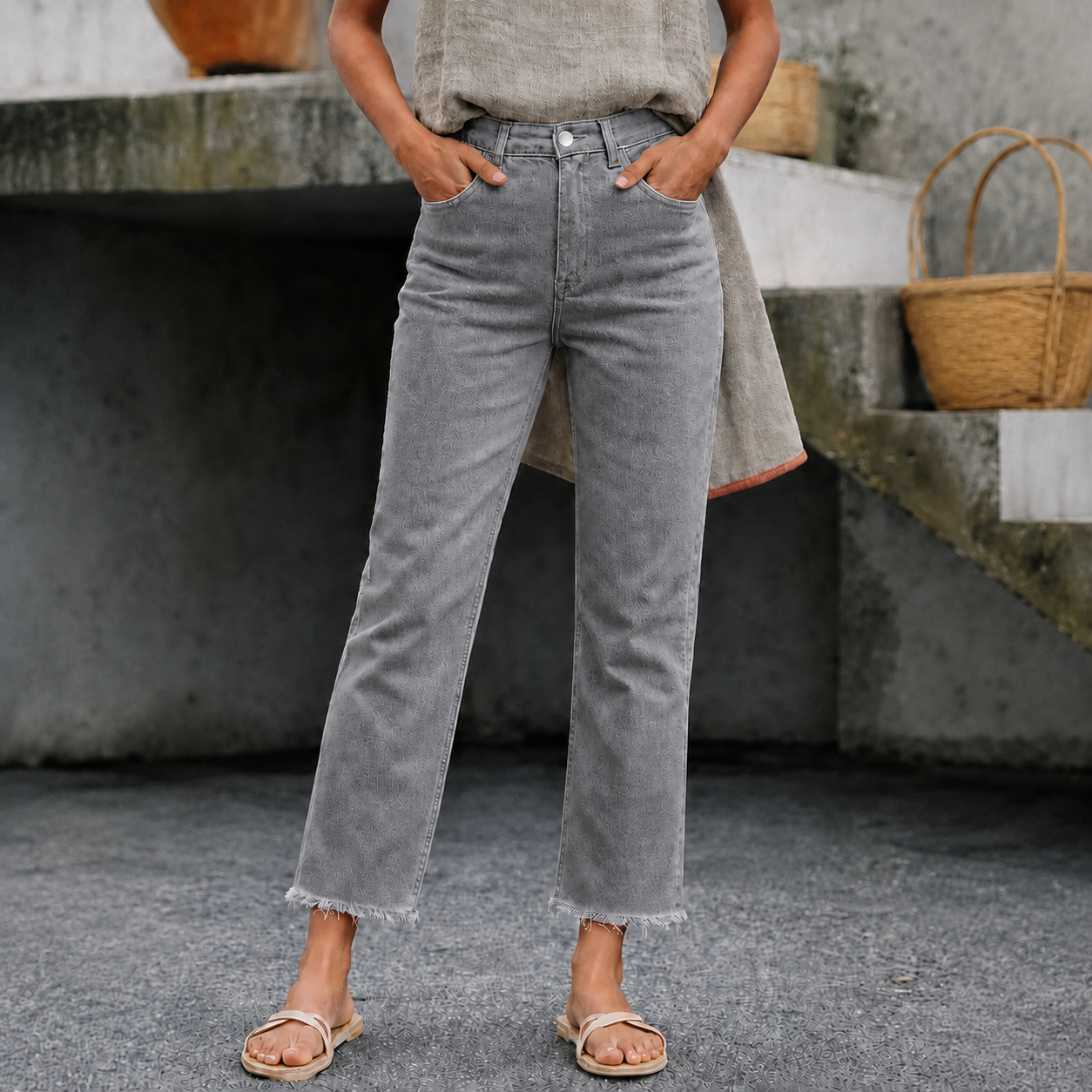 New Spring Summer Women's Fashion Simple Slim Fit High Waist Nine-Inch Pants