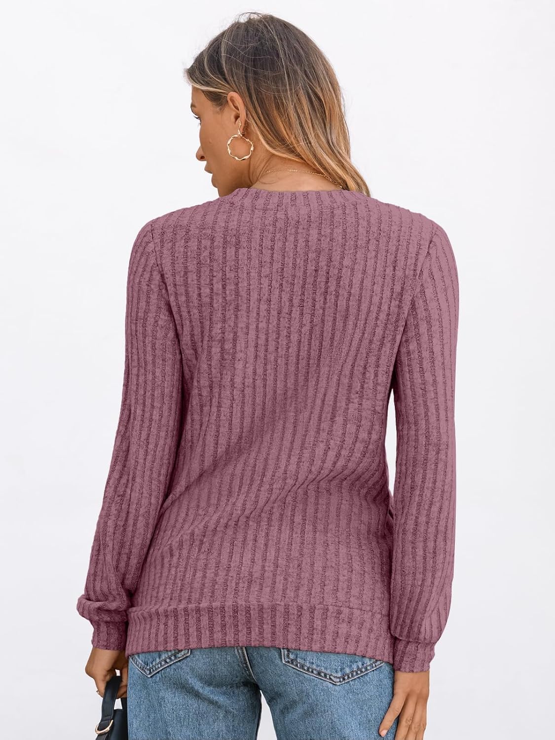 🔥Trendy Women’s V Neck Long Sleeve Tunic Sweater Fall 
