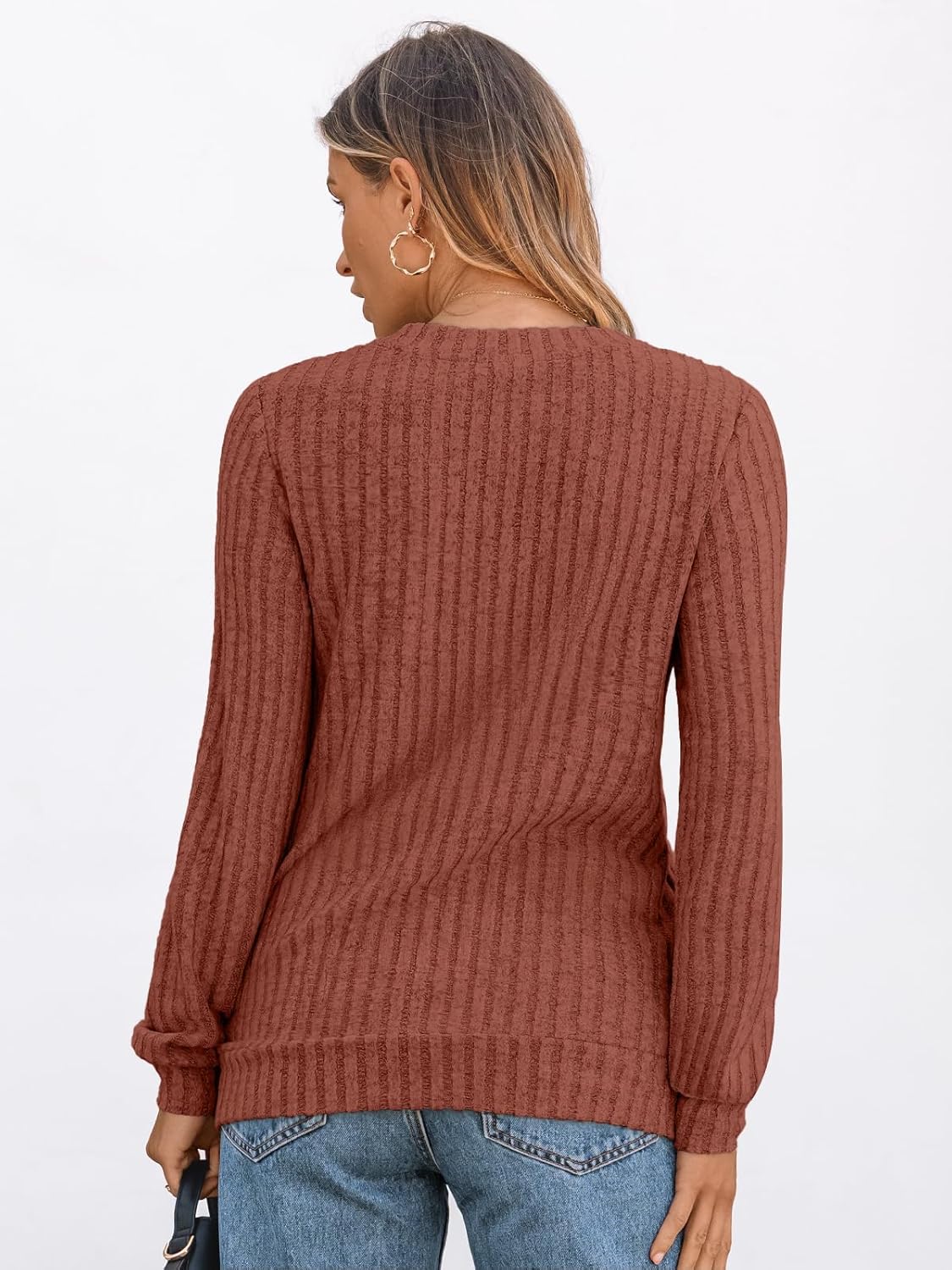 🔥Trendy Women’s V Neck Long Sleeve Tunic Sweater Fall 
