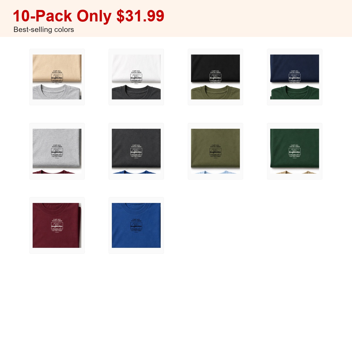Final GPT 1200 men's Cast All Your Cares fishing tee - bundle 10pack