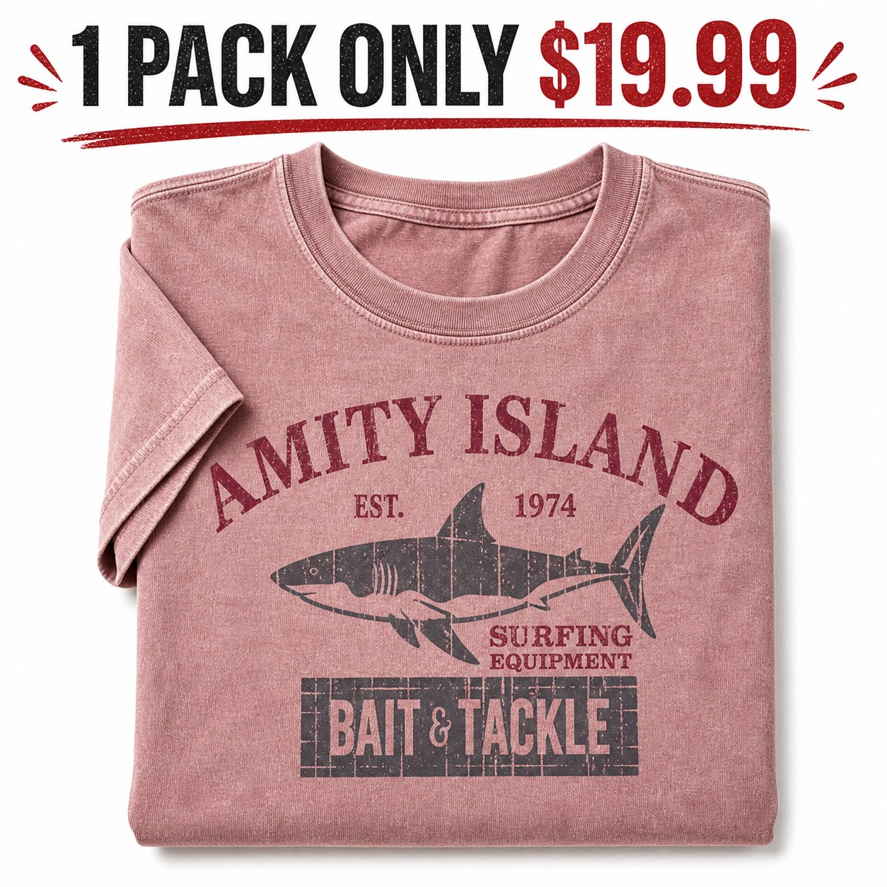 Men's vintage shark bait and tackle graphic tee - bundle 1pack